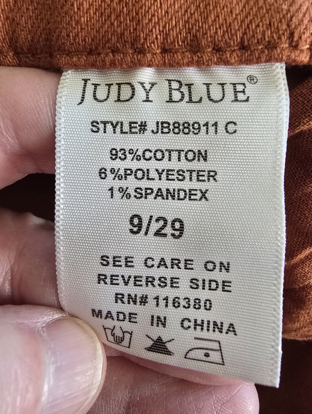 Judy Blue HighWaist GarmentDyed Auburn Orange DoubleCuff Jogger Denim Jeans 9/29 - Picture 15 of 16